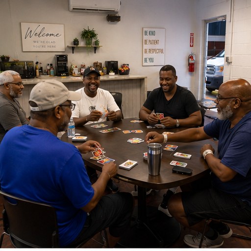 Playing a card game with friends